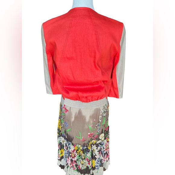 Helmut Lang Coral Linen Blend & Leather Bomber Jacket, size S - Picture 10 of 12